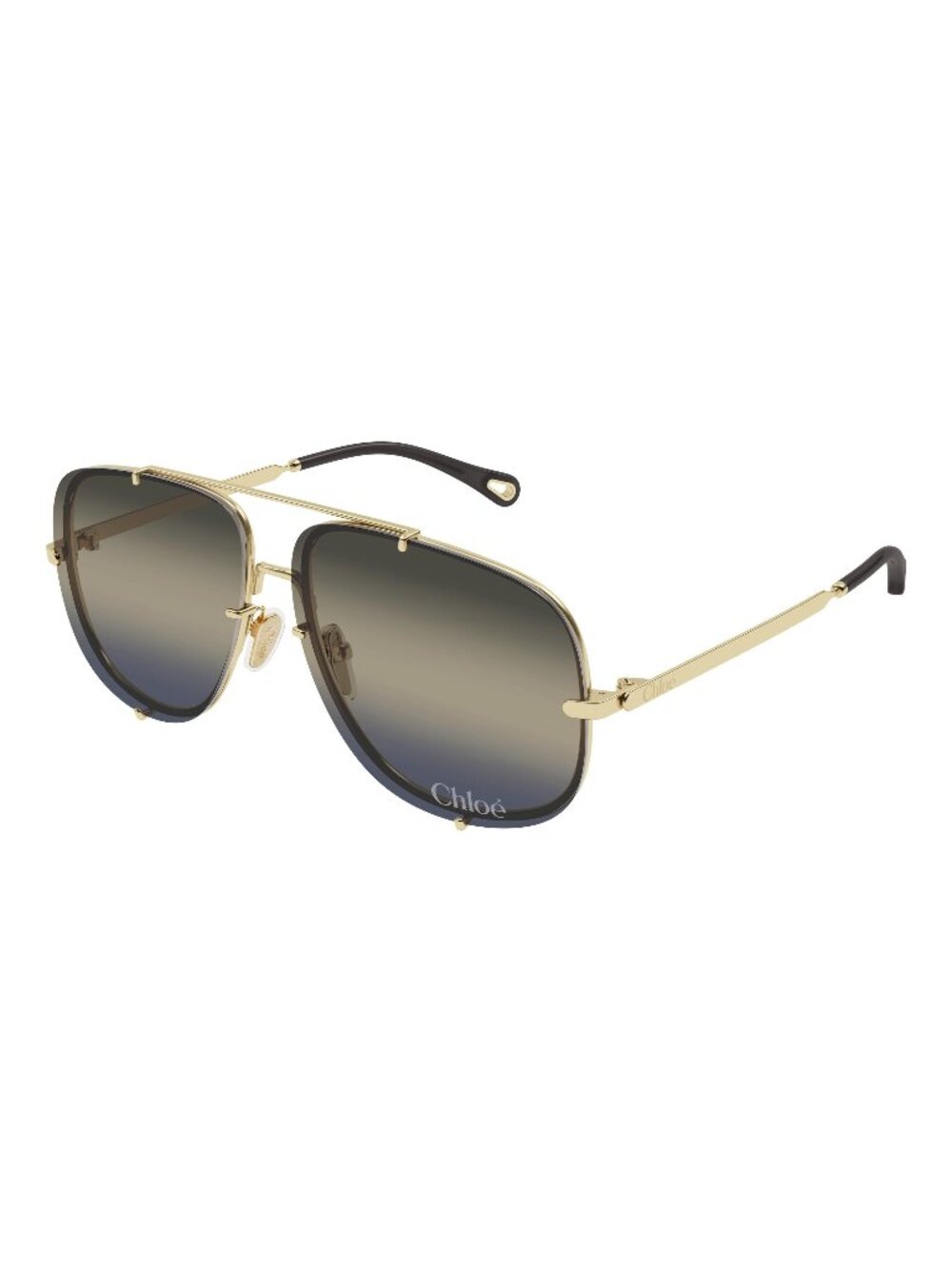New Chloé Women's Sunglasses Gold Blue Lens Metal Frame CH0348S 005 62